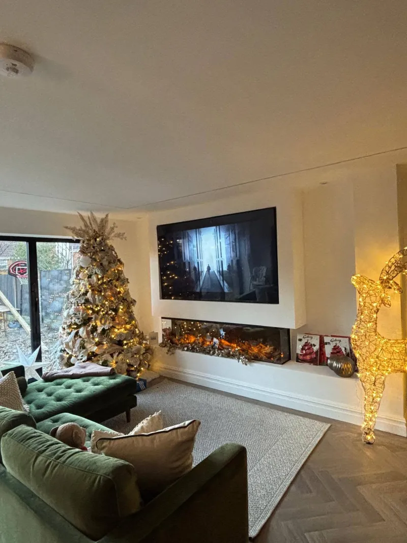 Media wall with electric fire by AG Joinery Blackburn with Darwen