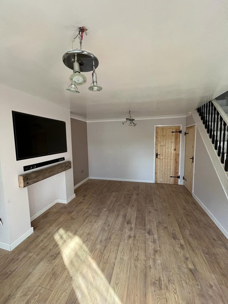 Flooring installation with media shelf by AG Joinery Lancashire