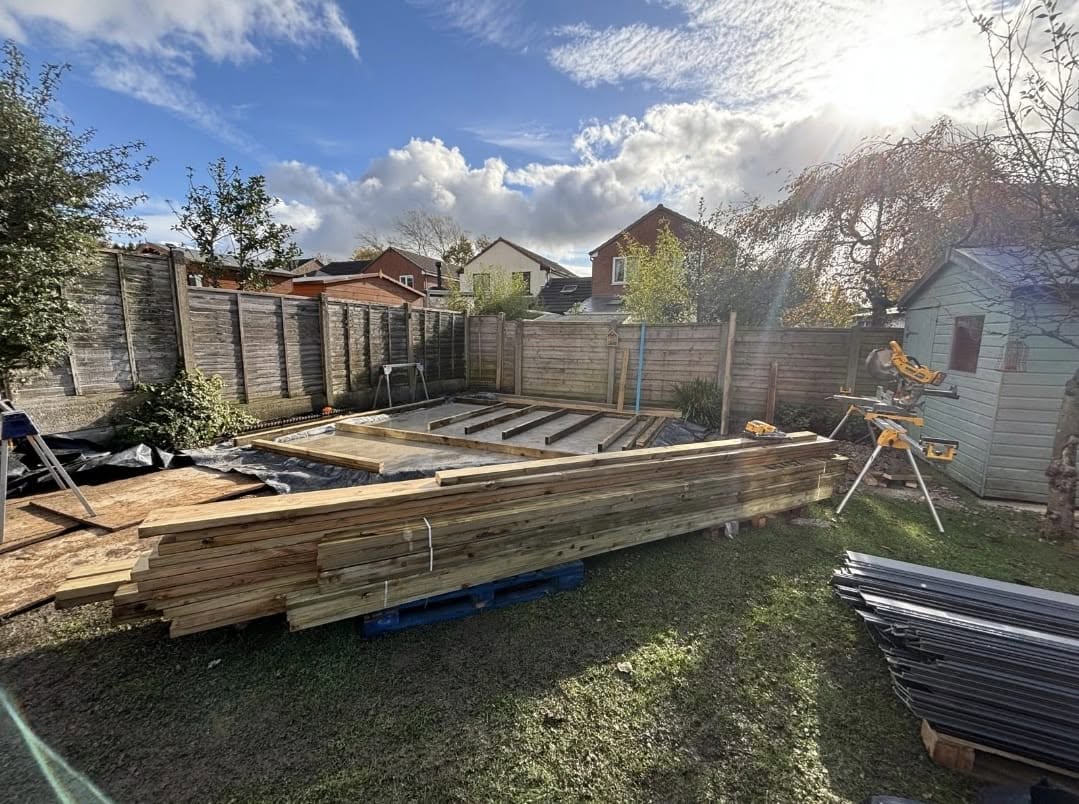 Timber garden room frame and materials by AG Joinery Blackburn