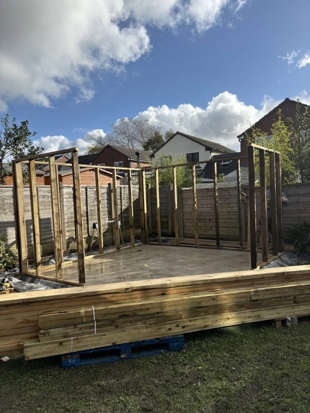 Bespoke garden room under construction by AG Joinery Blackburn